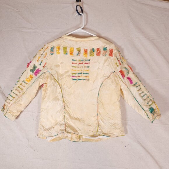 Parsley & Sage Button Down Jacket Top Womens Medium Multicolor Appliques FLAW - Picture 2 of 13
